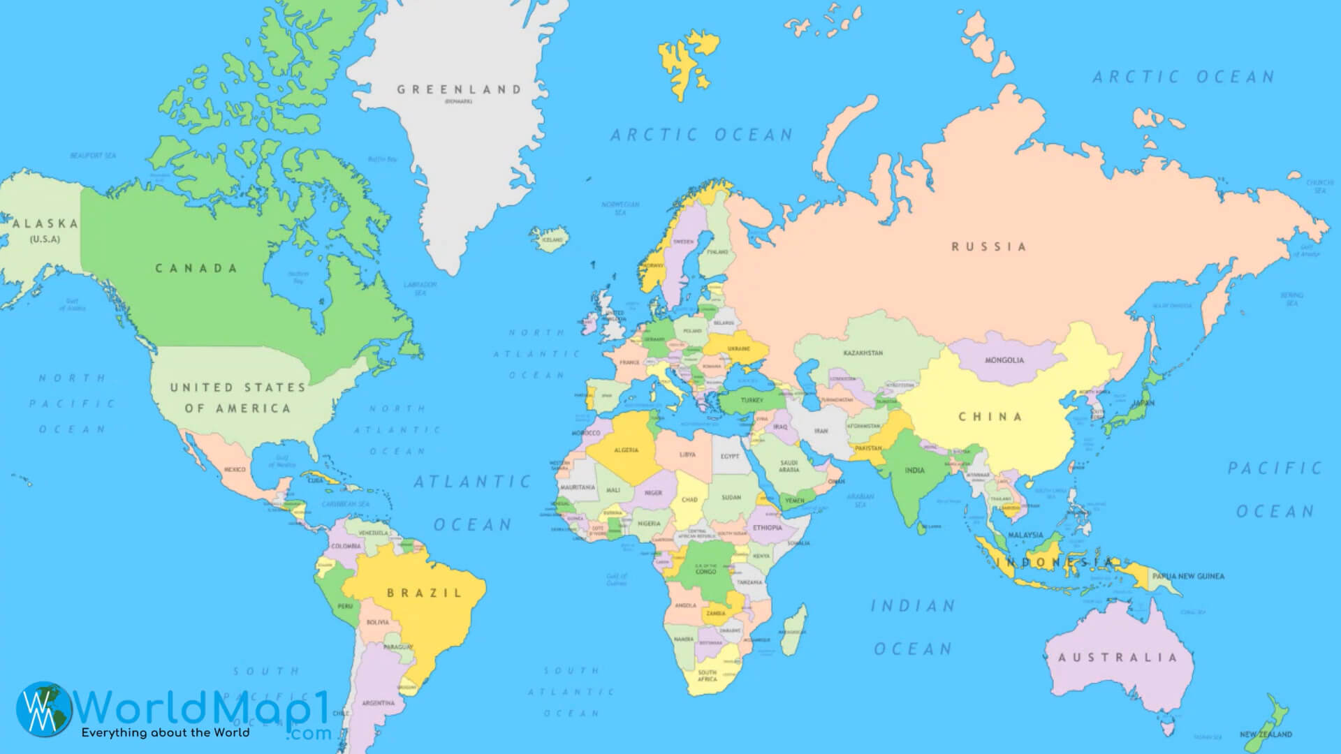 World Countries Map and Russia